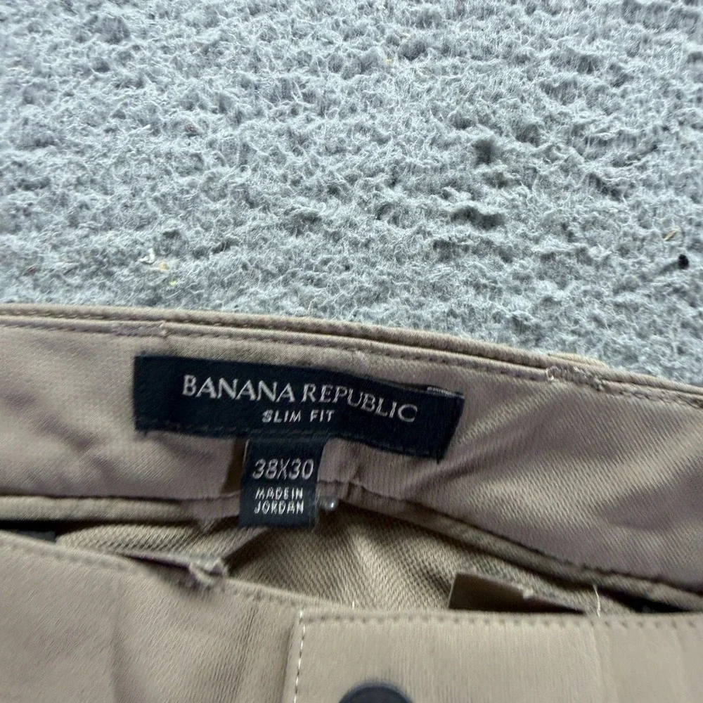 Banana Republic Pant Mens 38x30 Brown Polyester Golf Straight Slim Performance